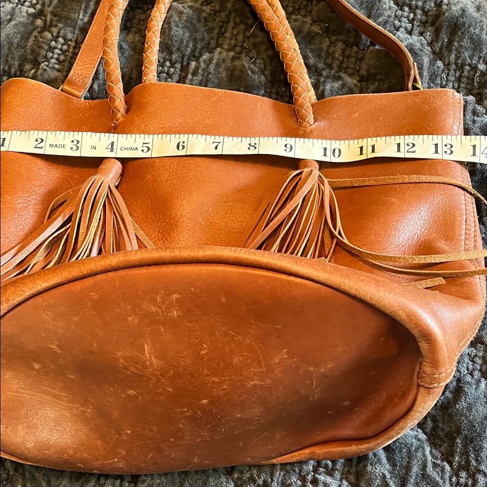 Madewell Tan Leather Tote with Tassels - Picture 9 of 12